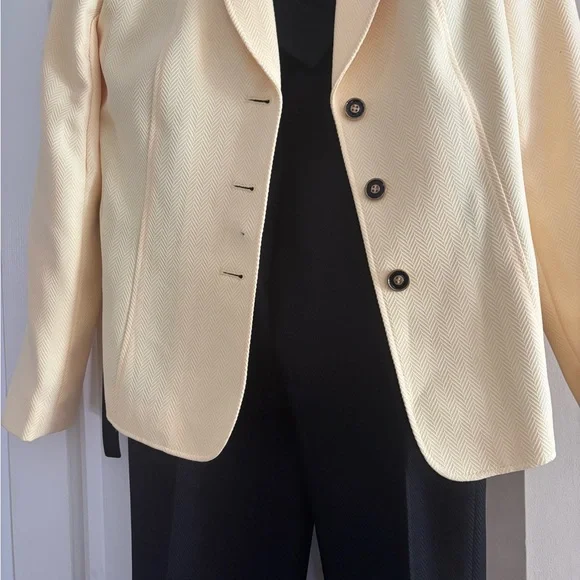 Tahari yellow jacket with matching black pants